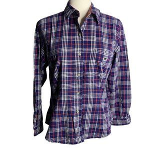 Vintage McGregor Button Up Shirt M Blue Plaid Long Sleeves Pocket Collared